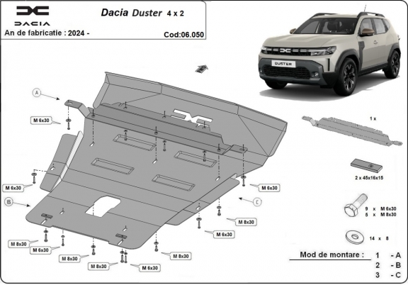 Protection sous moteur et de la boîte de vitesse Dacia Duster - 4x2