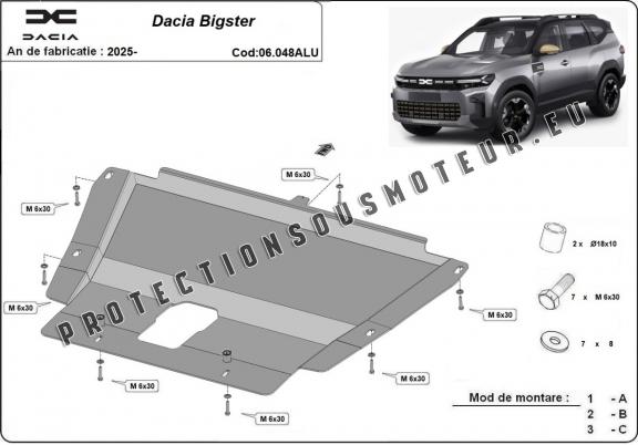 Protection sous moteur et de la boîte de vitesse Dacia Bigster Aluminium - 4x4 +4x2