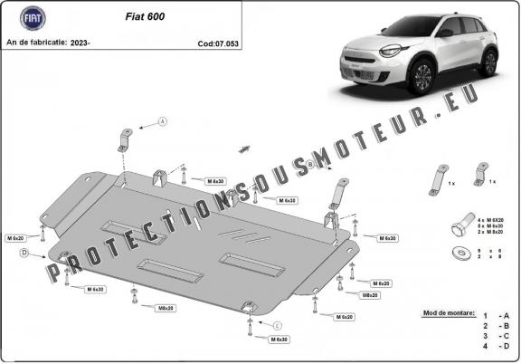 Protection sous moteur et de la boîte de vitesse Fiat 600