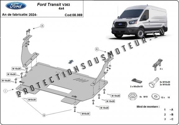 Protection sous moteur et de la boîte de vitesse Ford Transit V363 4x4