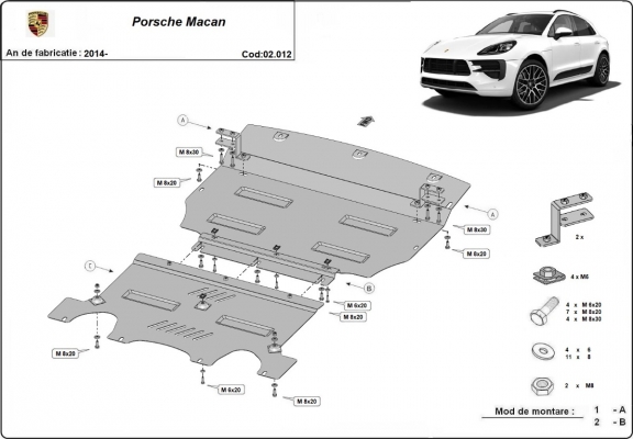 Protection sous moteur et de la radiateur Porsche Macan