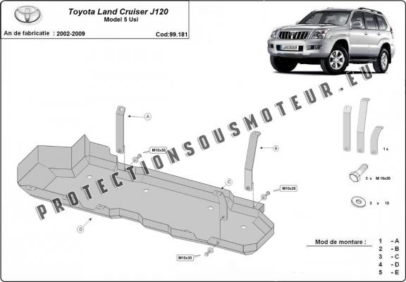 Protection de réservoir Toyota Land Cruiser J120 - uniquement pour le modèle 5 portes