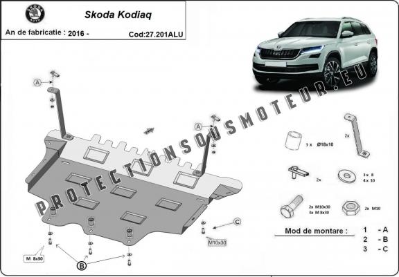 Aluminium protection sous moteur et de la boîte de vitesse Skoda Kodiaq