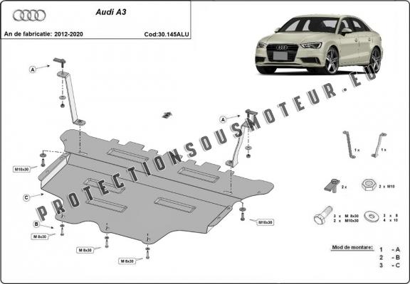 Aluminium protection sous moteur et de la boîte de vitesse Audi A3