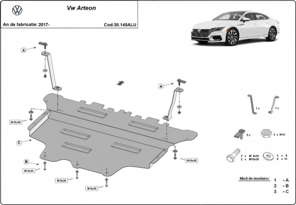 Aluminium protection sous moteur et de la boîte de vitesse VW Arteon