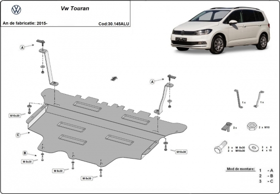 Aluminium protection sous moteur et de la boîte de vitesse VW Touran