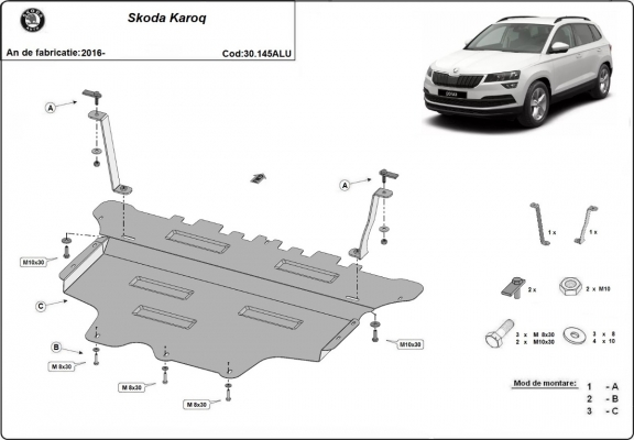 Aluminium protection sous moteur et de la boîte de vitesse Skoda Karoq