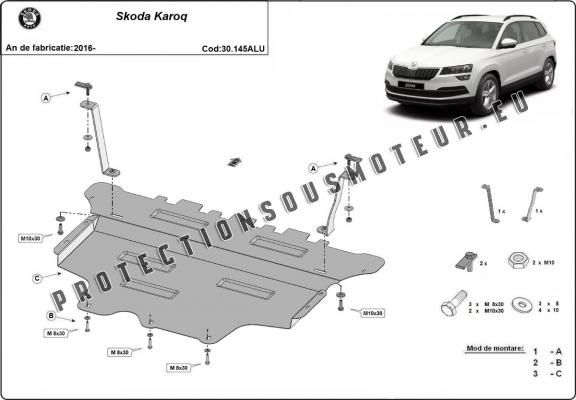 Aluminium protection sous moteur et de la boîte de vitesse Skoda Karoq