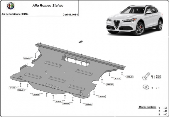 Protection sous moteur et de la boîte de vitesse Alfa Romeo Stelvio