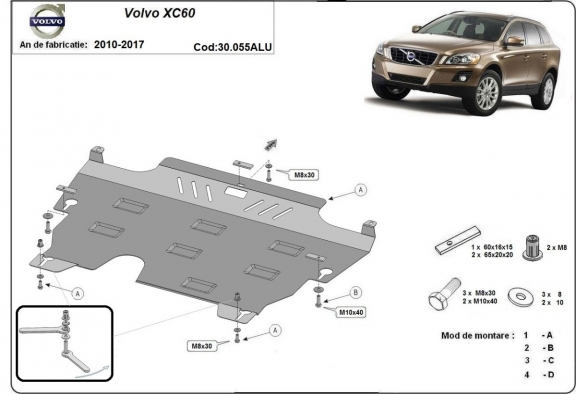 Aluminium protection sous moteur et de la boîte de vitesse Volvo XC60