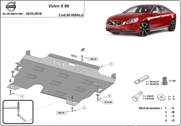 Aluminium protection sous moteur et de la boîte de vitesse Volvo S60