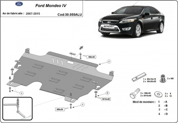 Aluminium protection sous moteur et de la boîte de vitesse Ford Mondeo 4
