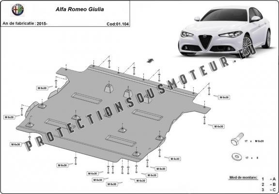 Protection sous moteur et de la boîte de vitesse Alfa Romeo Giulia