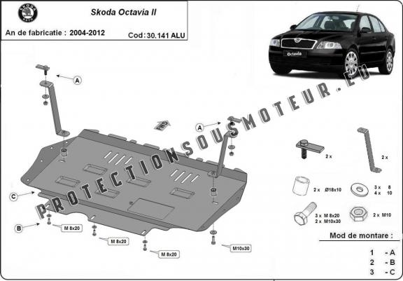Aluminium protection sous moteur et de la boîte de vitesse Skoda Octavia 2