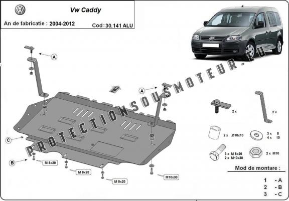 Aluminium protection sous moteur et de la boîte de vitesse VW Caddy