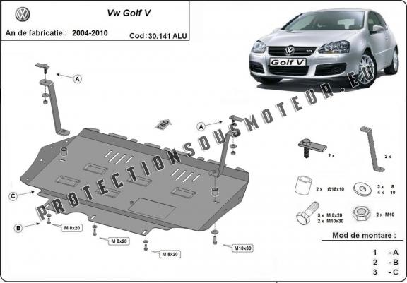 Aluminium protection sous moteur et de la boîte de vitesse Vw Golf mk5