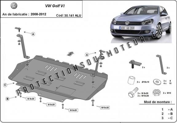 Aluminium protection sous moteur et de la boîte de vitesse VW Golf 6
