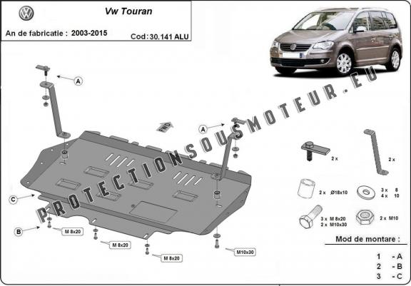 Aluminium protection sous moteur et de la boîte de vitesse Volkswagen Touran