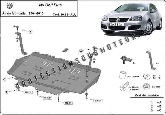 Aluminium protection sous moteur et de la boîte de vitesse Vw Golf Plus