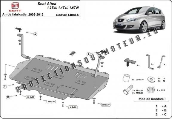 Aluminium protection sous moteur et de la boîte de vitesse Seat Altea
