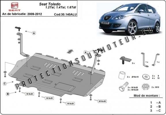 Aluminium protection sous moteur et de la boîte de vitesse Seat Toledo 3