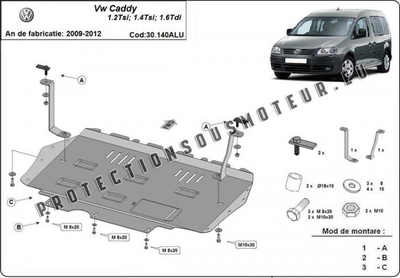Aluminium protection sous moteur et de la boîte de vitesse Volkswagen Caddy 