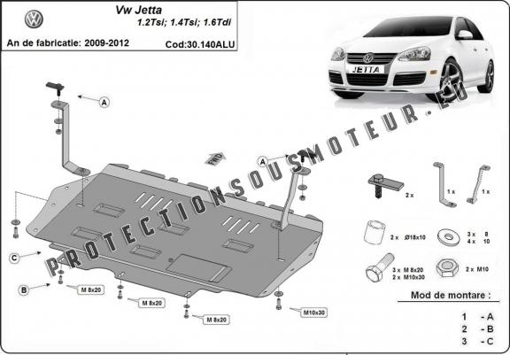 Aluminium protection sous moteur et de la boîte de vitesse VW Jetta