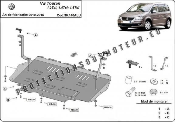 Aluminium protection sous moteur et de la boîte de vitesse Volkswagen Touran
