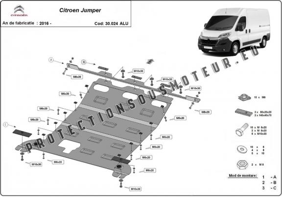 Aluminium protection sous moteur et de la boîte de vitesse Citroen Jumper