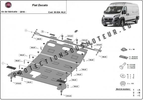 Aluminium protection sous moteur et de la boîte de vitesse Fiat Ducato