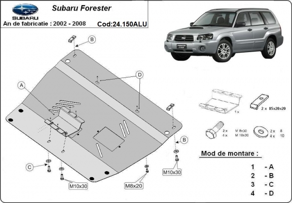 Aluminium protection sous moteur et de la boîte de vitesse Subaru Forester 2