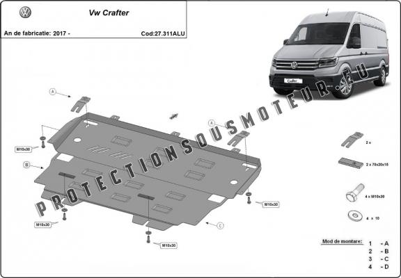 Aluminium protection sous moteur et de la boîte de vitesse Vw Crafter