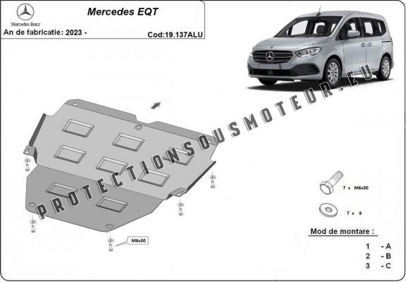Aluminium protection sous moteur et de la boîte de vitesse Mercedes EQT