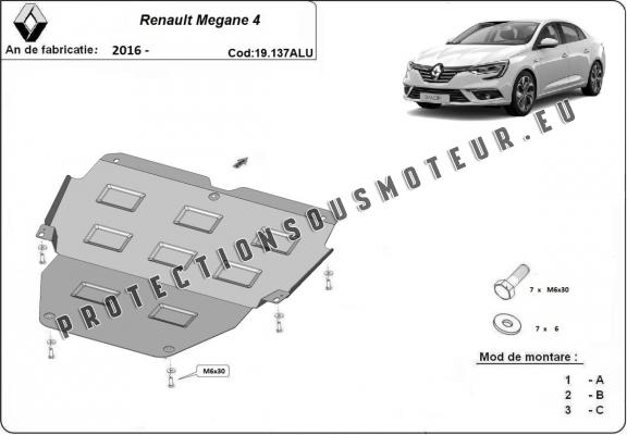 Aluminium protection sous moteur et de la boîte de vitesse Renault Megane IV