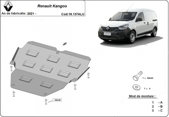 Aluminium protection sous moteur et de la boîte de vitesse Renault Kangoo