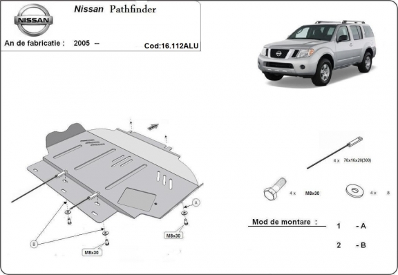 Aluminum protection sous moteur et de la boîte de vitesse Nissan Pathfinder