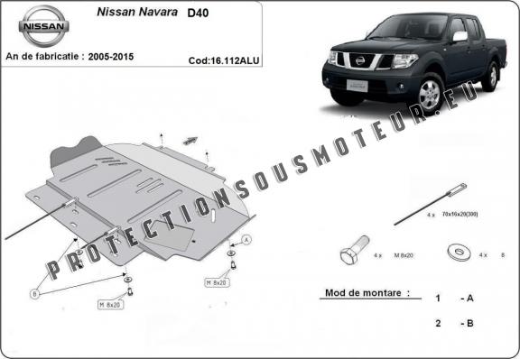 Aluminum protection sous moteur et de la boîte de vitesse Nissan Navara