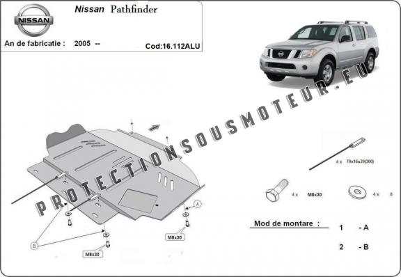 Aluminum protection sous moteur et de la boîte de vitesse Nissan Pathfinder