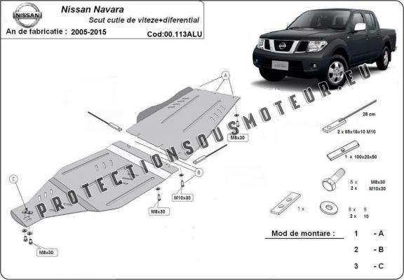 Aluminium protection de la boîte de vitesse Nissan Navara