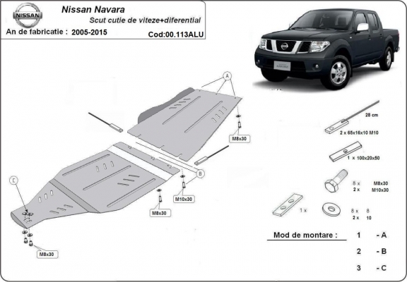 Aluminium protection de la boîte de vitesse Nissan Navara
