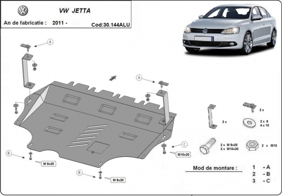 Aluminium protection sous moteur et de la boîte de vitesse VW Jetta