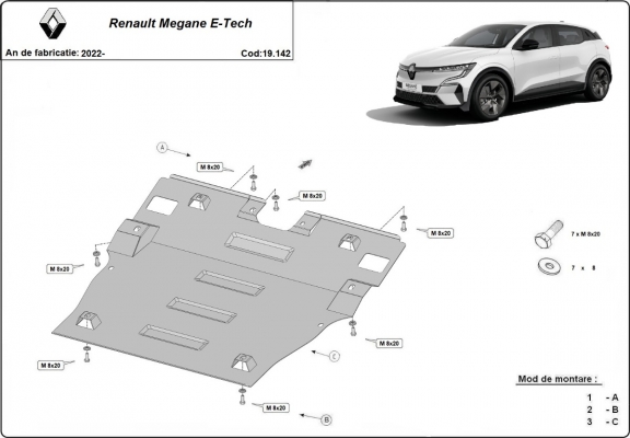 Protection sous moteur et de la boîte de vitesse Renault Megane E-Tech