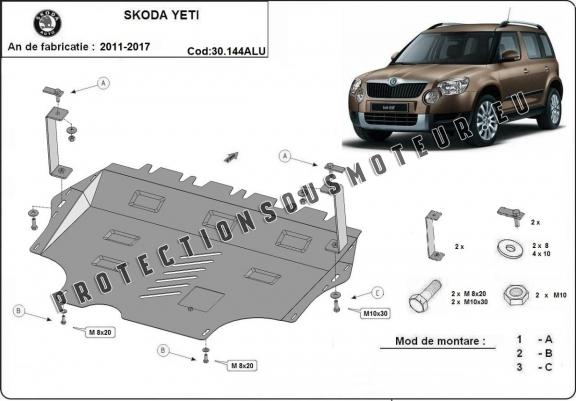 Aluminium protection sous moteur et de la boîte de vitesse Skoda Yeti