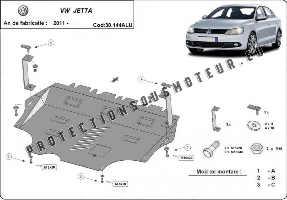 Aluminium protection sous moteur et de la boîte de vitesse VW Jetta