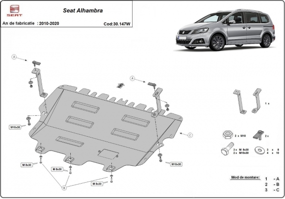 Protection sous moteur et de la boîte de vitesse Seat Alhambra - Webasto