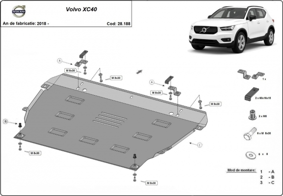Protection sous moteur et de la boîte de vitesse Volvo XC40