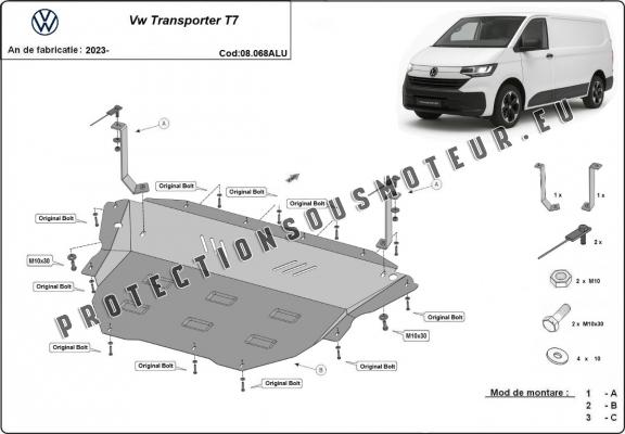 Aluminium protection sous moteur et de la boîte de vitesse Volkswagen Transporter T7 Van Aluminium protection sous moteur et de la boîte de vitesse Volkswagen Transporter T7 Van