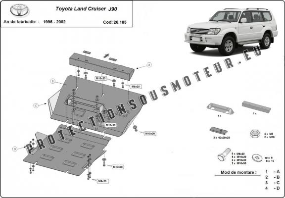 Protection sous moteur et de la radiateur Toyota Land Cruiser J90 / J95