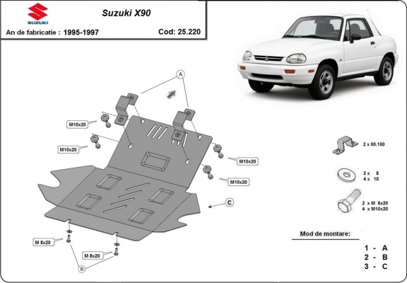 Protection sous moteur et de la radiateur Suzuki X90