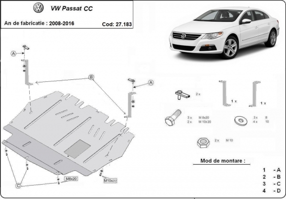 Protection sous moteur et de la boîte de vitesse VW Passat CC